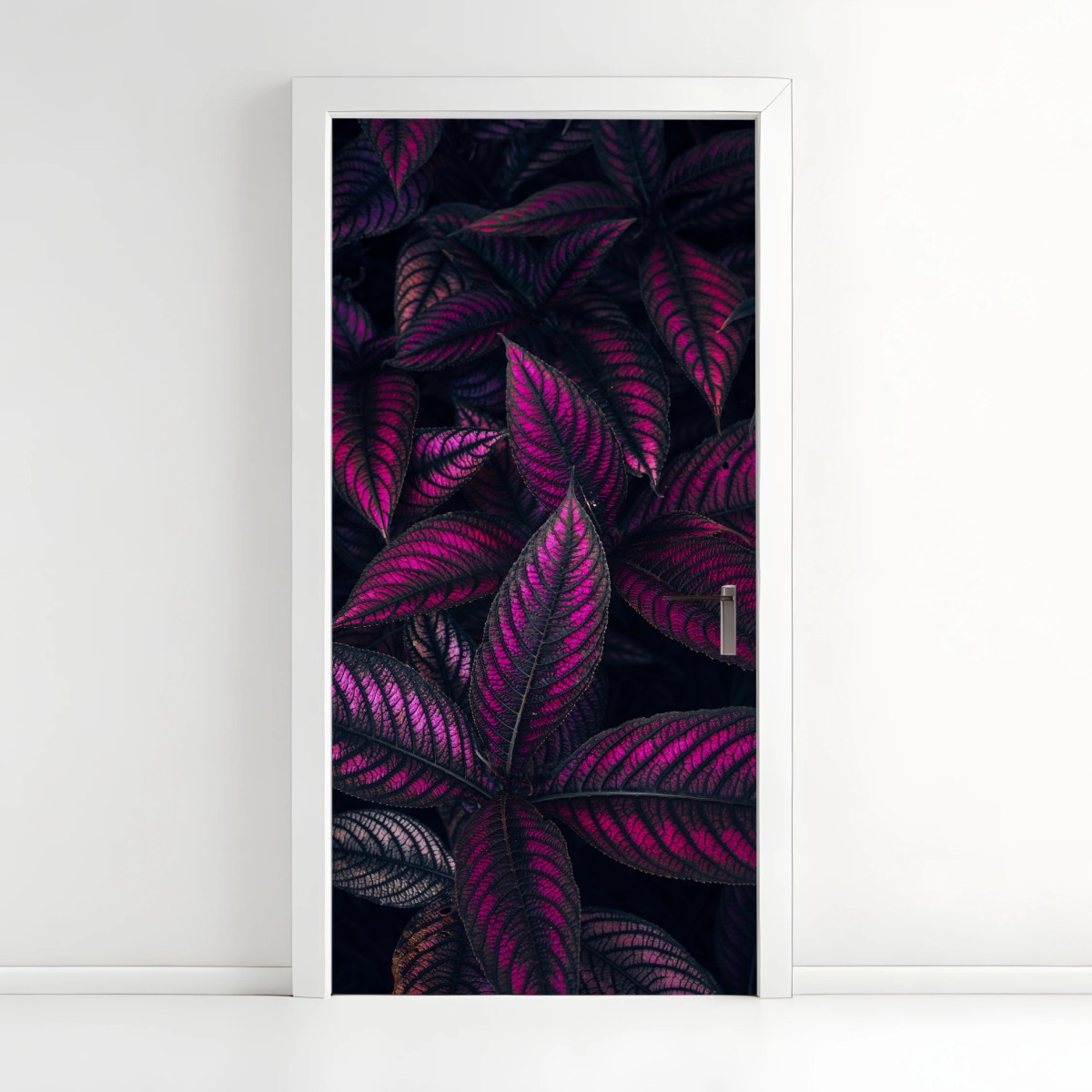 Door sticker vivid purple foliage pattern • Wallissimo® Door sticker vivid purple foliage pattern • Wallissimo®