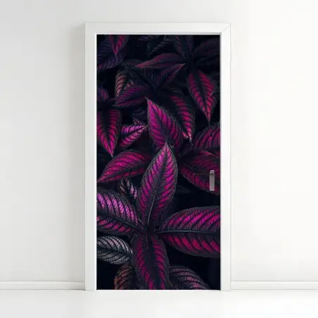 Door sticker vivid purple foliage pattern • Wallissimo®