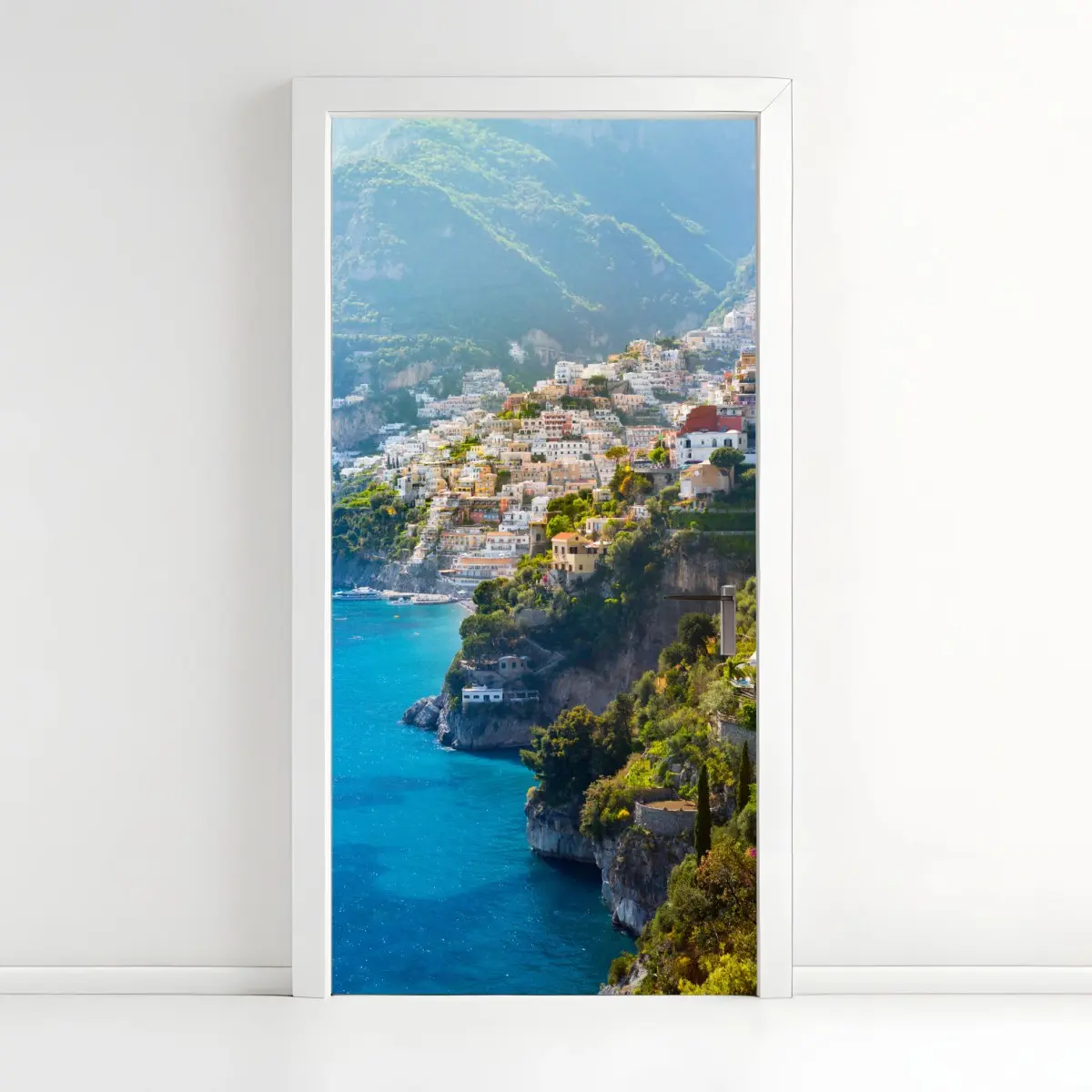 Door sticker Positano coastal cliff panorama ⁕ Wallissimo® Door sticker Positano coastal cliff panorama ⁕ Wallissimo®