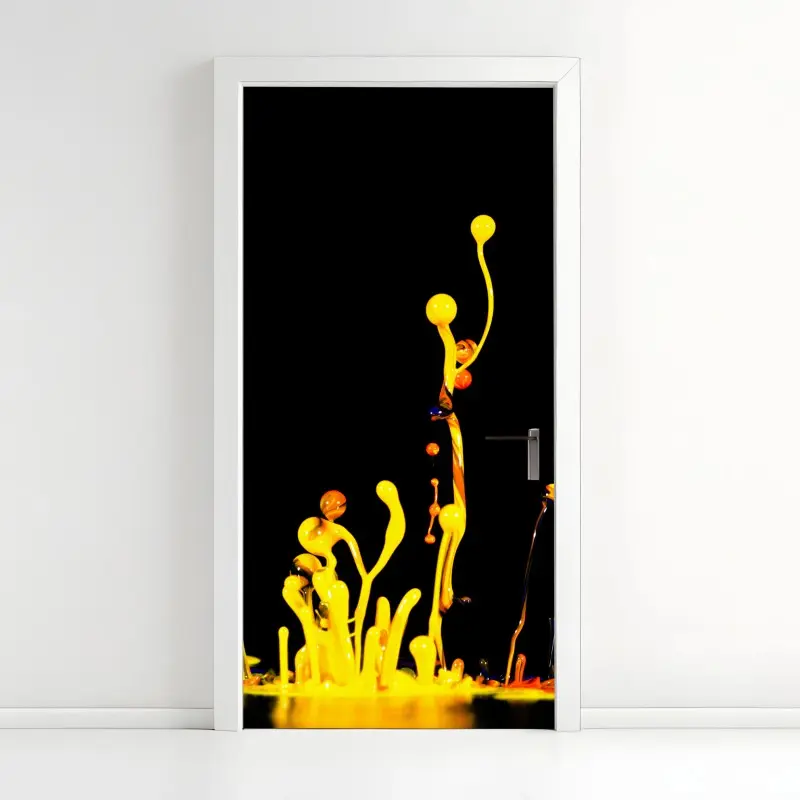 Door sticker vibrant pink abstract fluid art • Wallissimo®