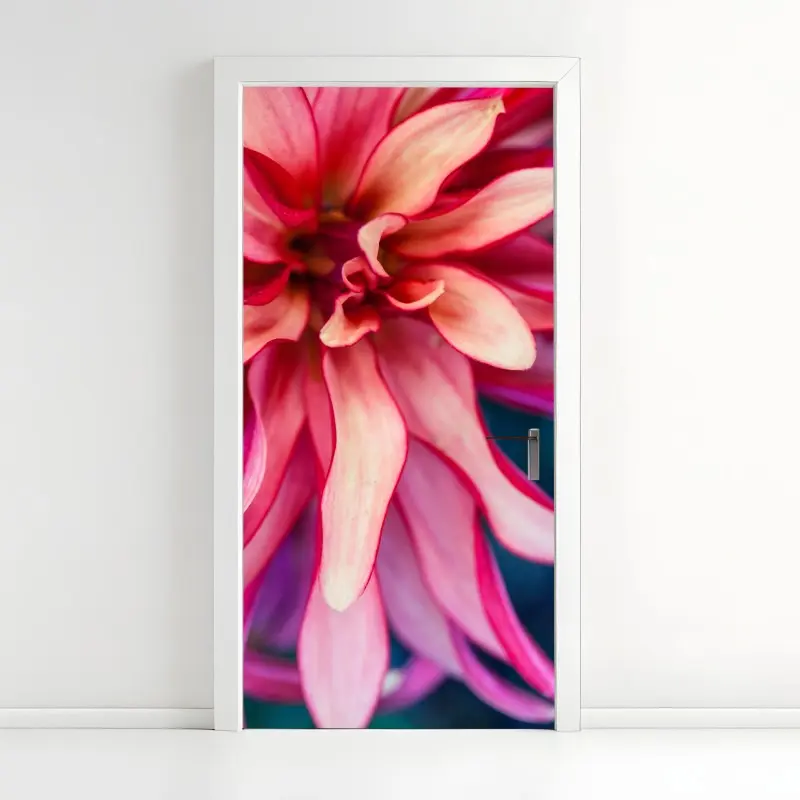 Door sticker vibrant pink floral close-up