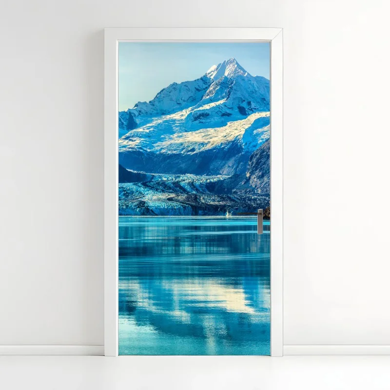 Door sticker majestic alpine glacier reflection