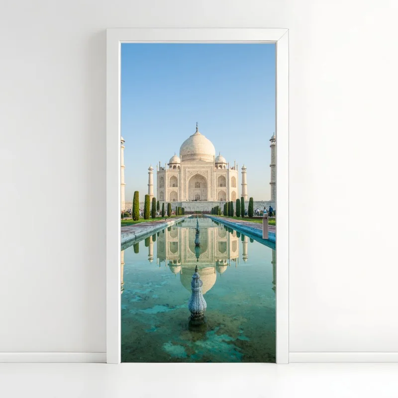 Door sticker Taj Mahal reflection in morning light