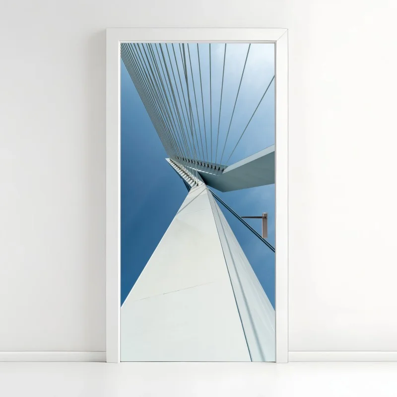Door sticker ascending lines: modern bridge pylon