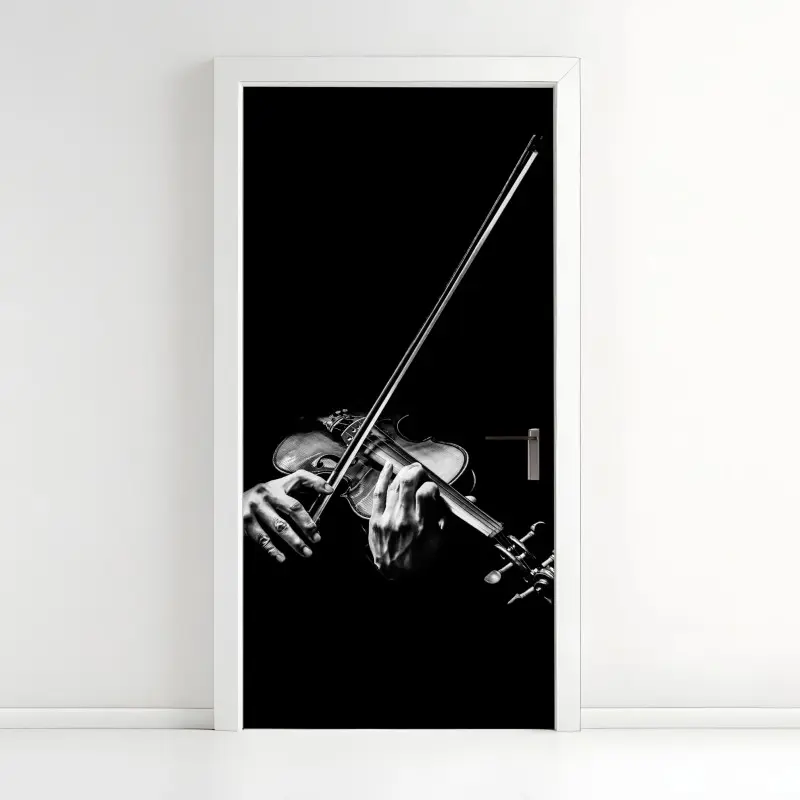 Door sticker monochrome violinist hands