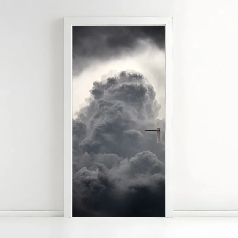 Door sticker dramatic gray cloudscape