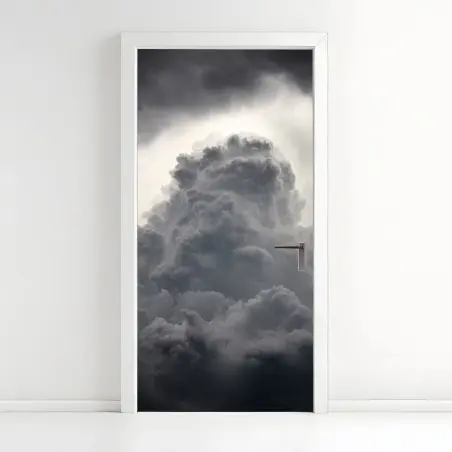 Door sticker dramatic gray cloudscape • Wallissimo®