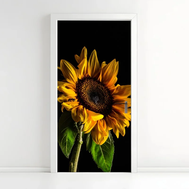 Door sticker golden sunflower close-up