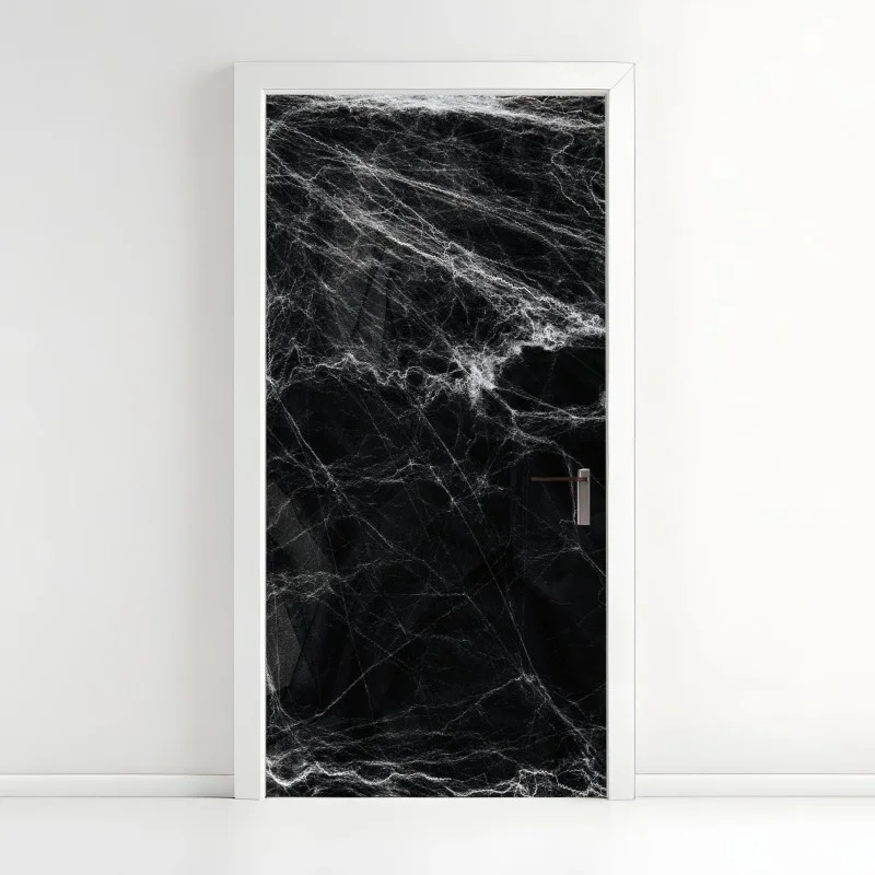 Door sticker eerie cobweb on black background