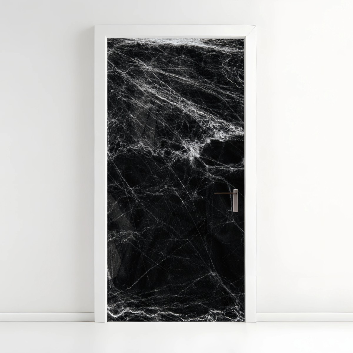 Door sticker eerie cobweb on black background • Wallissimo® Door sticker eerie cobweb on black background • Wallissimo®