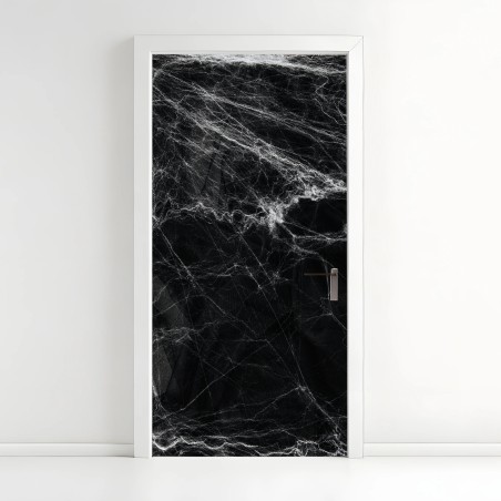 Door sticker eerie cobweb on black background • Wallissimo®