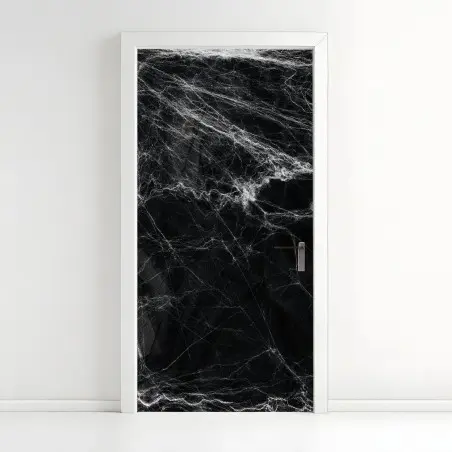 Door sticker eerie cobweb on black background • Wallissimo®