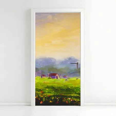 Door sticker dawn over a summer meadow • Wallissimo®