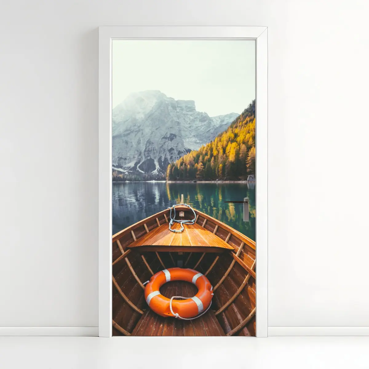 Door sticker sunrise at Lago di Braies • Wallissimo® Door sticker sunrise at Lago di Braies • Wallissimo®