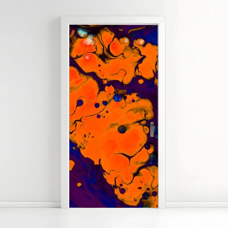 Door sticker vivid orange flow