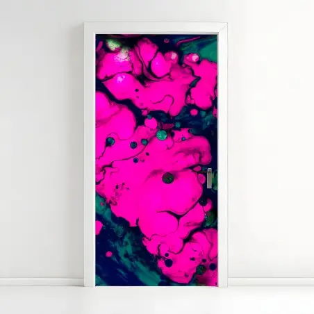 Door sticker neon pink fluid abstract • Wallissimo®