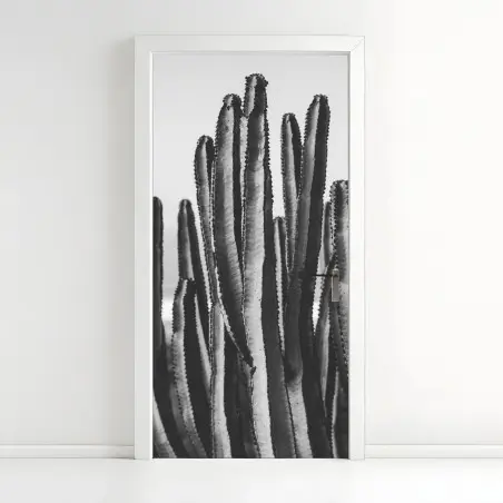 Door sticker monochrome cactus close-up • Wallissimo®