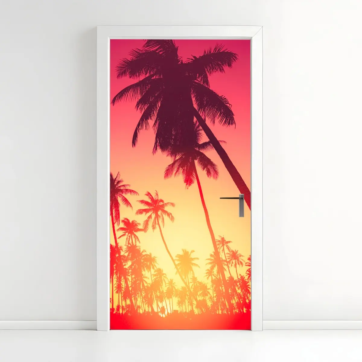 Door sticker tropical sunset palms • Wallissimo®
