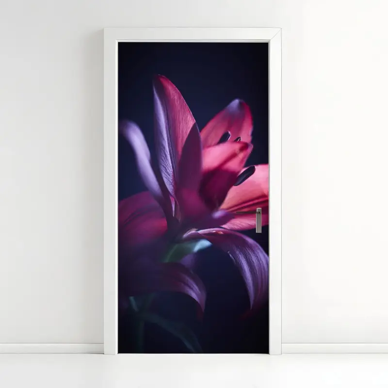 Door sticker crimson lily close-up