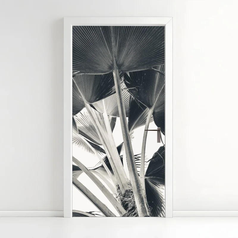 Door sticker tropical banana leaf composition