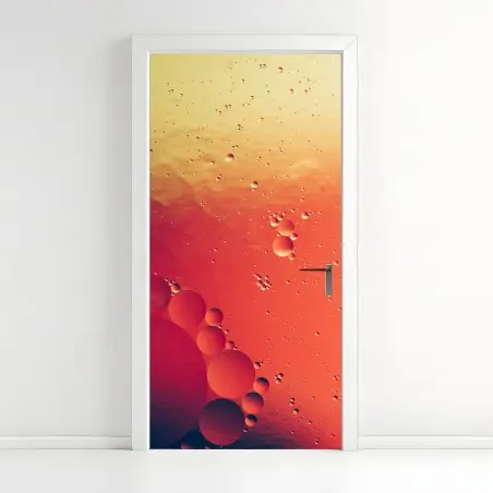 Door sticker warm orange bubble abstract art • Wallissimo®