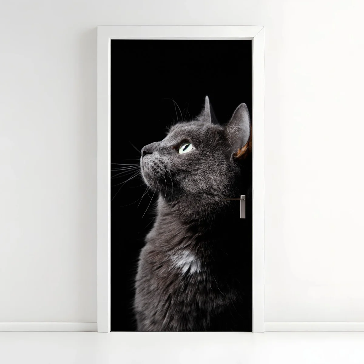 Door sticker elegant gray cat portrait ⁕ Wallissimo® Door sticker elegant gray cat portrait ⁕ Wallissimo®