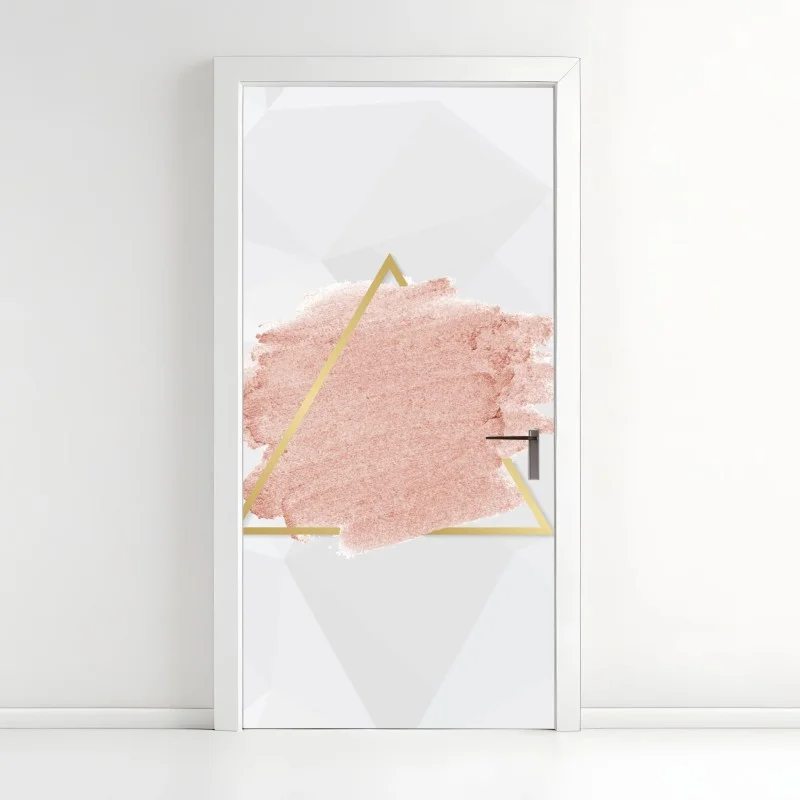Door sticker pastel pink triangle abstract art