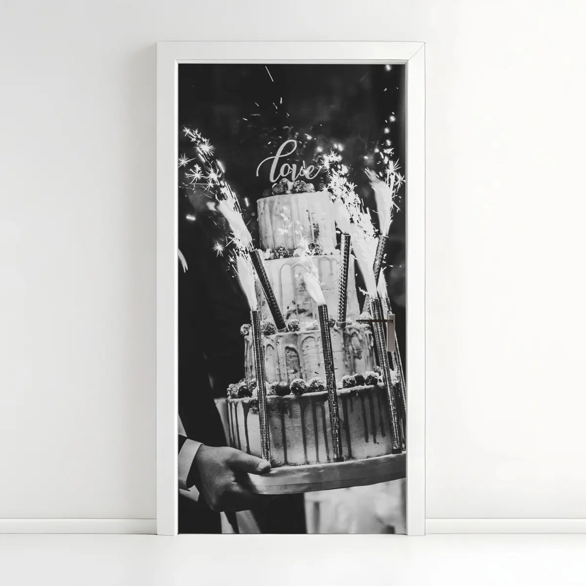 Door sticker rustic wedding cake with sparklers • Wallissimo® Door sticker rustic wedding cake with sparklers • Wallissimo®