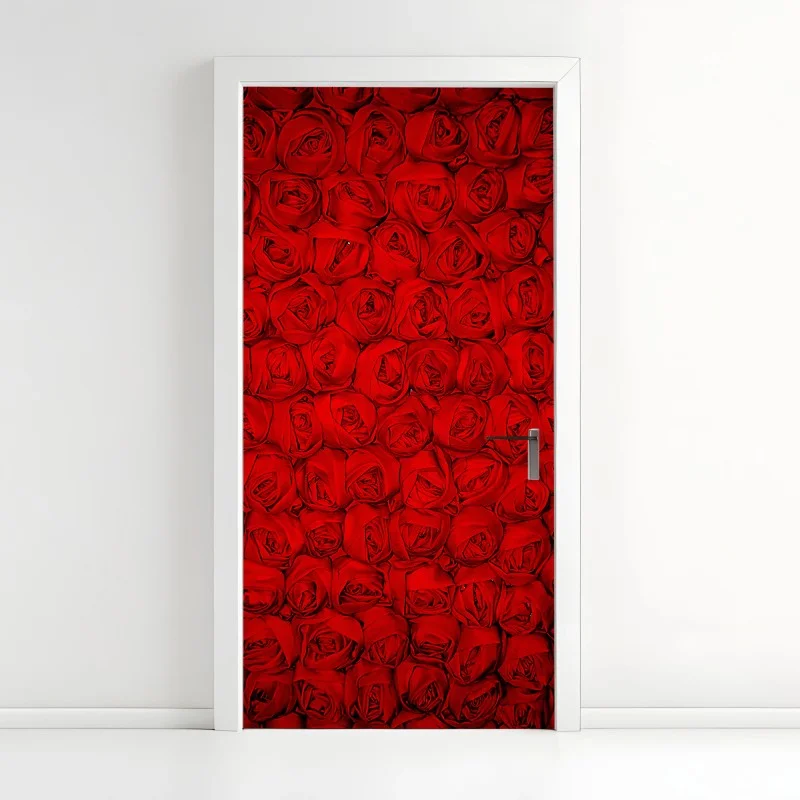 Door sticker endless bed of red roses