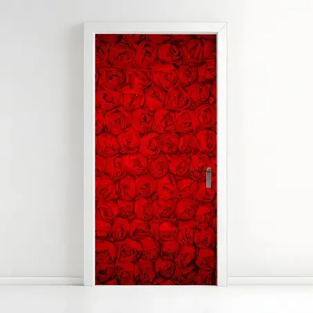 Door sticker endless bed of red roses • Wallissimo®
