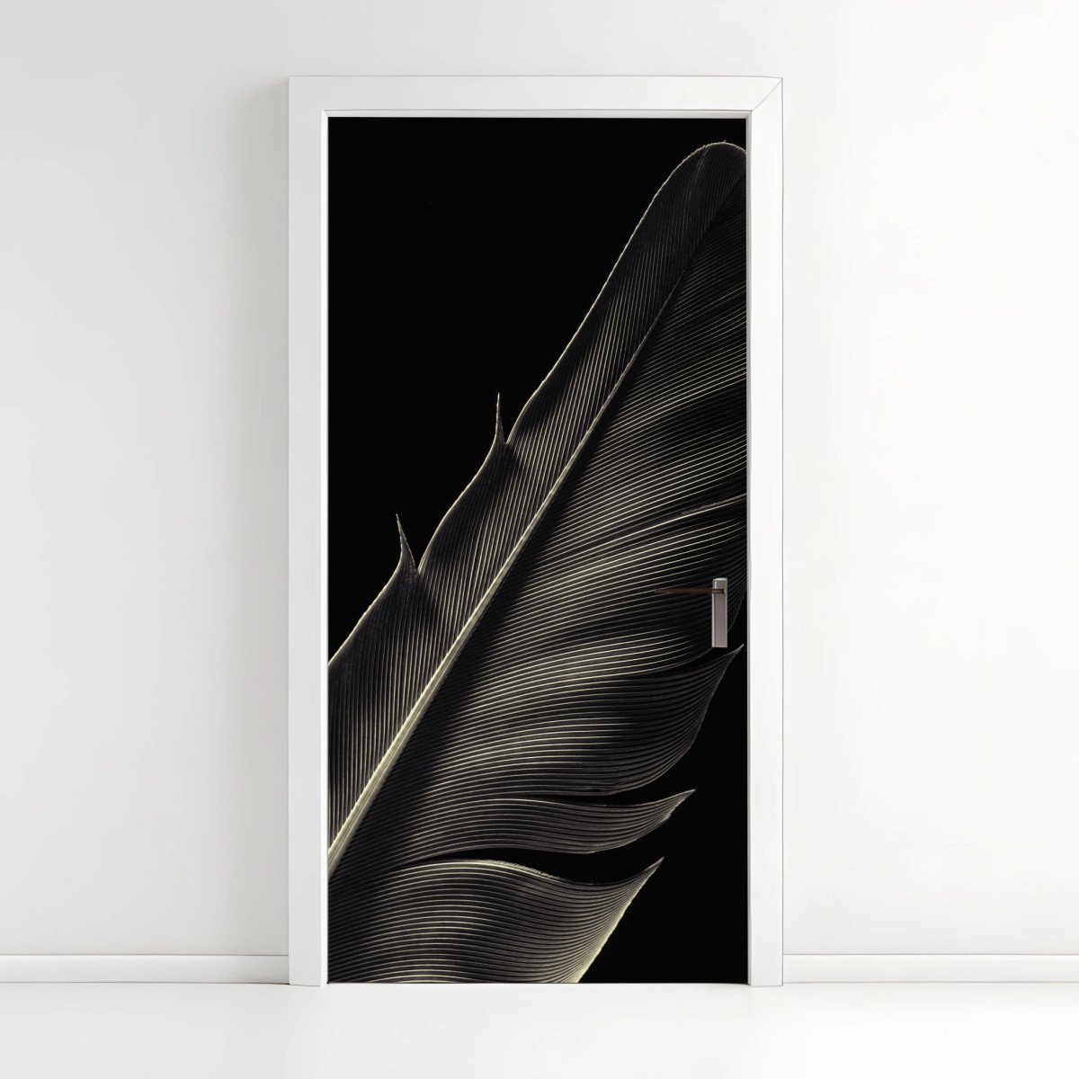 Door sticker delicate feather study in monochrome • Wallissimo® Door sticker delicate feather study in monochrome • Wallissimo®