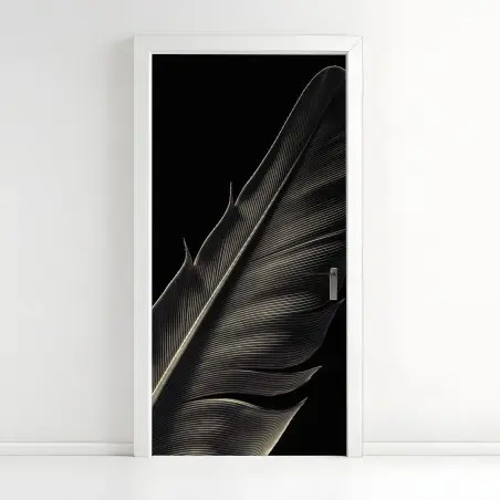 Door sticker delicate feather study in monochrome • Wallissimo®