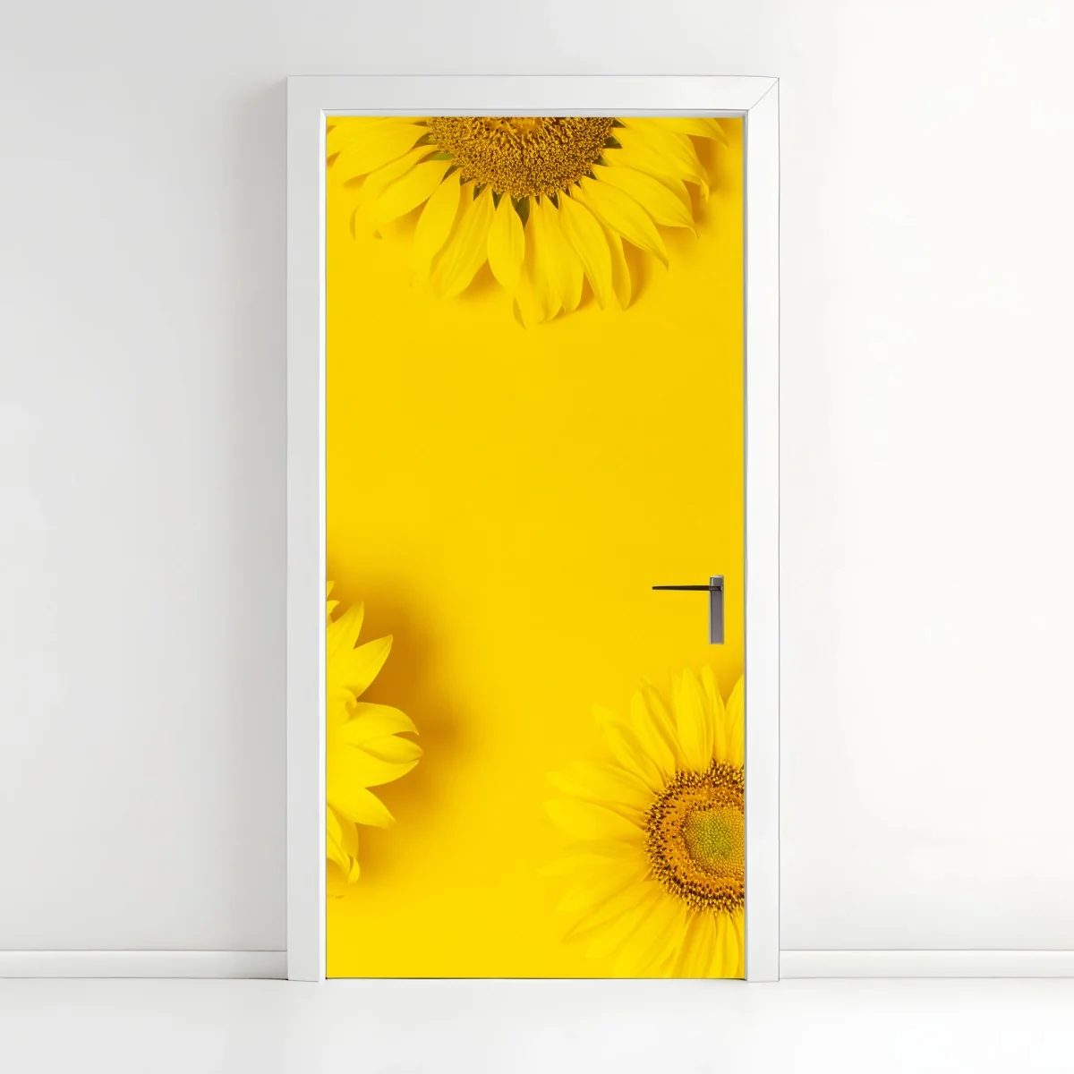 Door sticker sunflower trio on yellow background ⁕ Wallissimo® Door sticker sunflower trio on yellow background ⁕ Wallissimo®