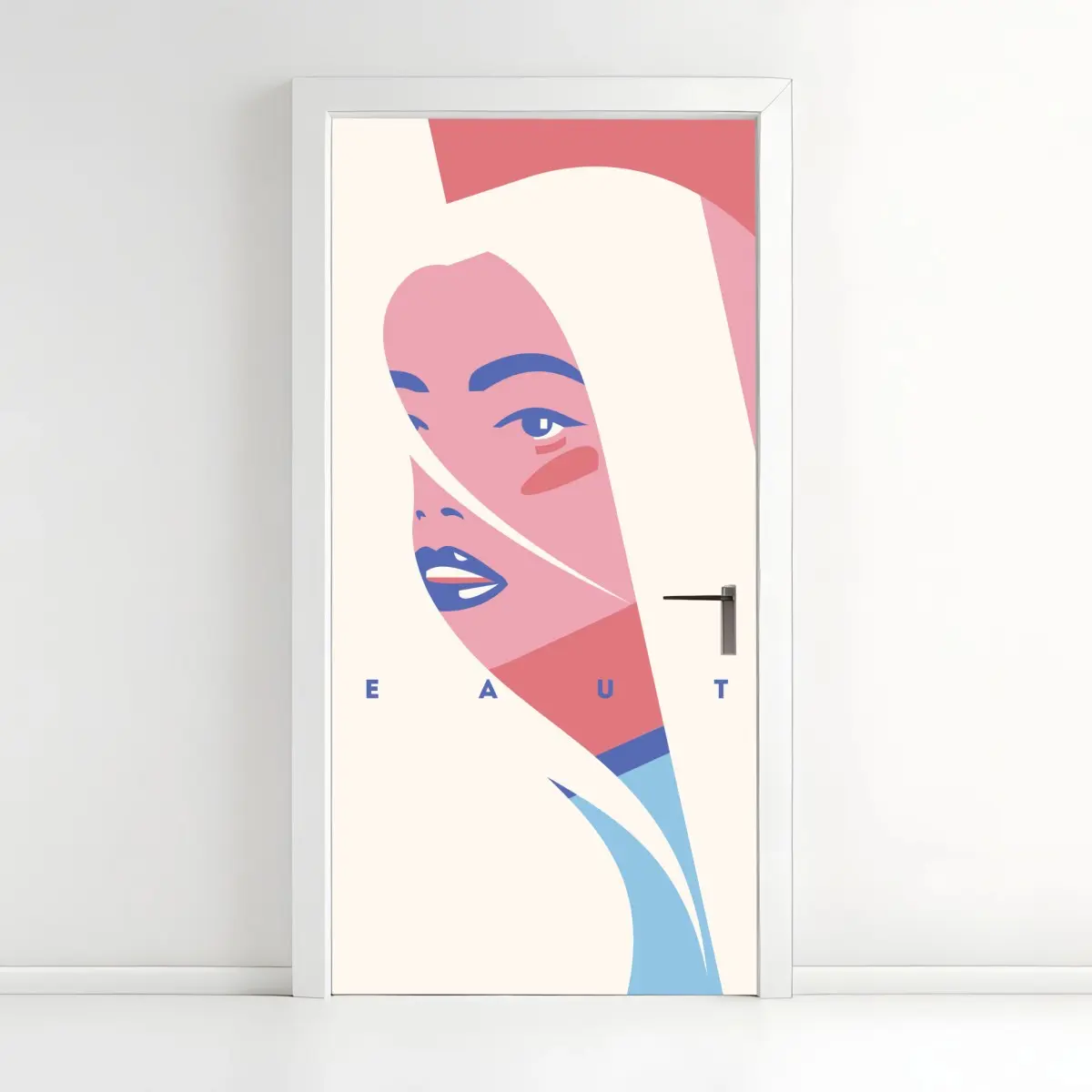 Door sticker pastel pop beauty portrait • Wallissimo® Door sticker pastel pop beauty portrait • Wallissimo®