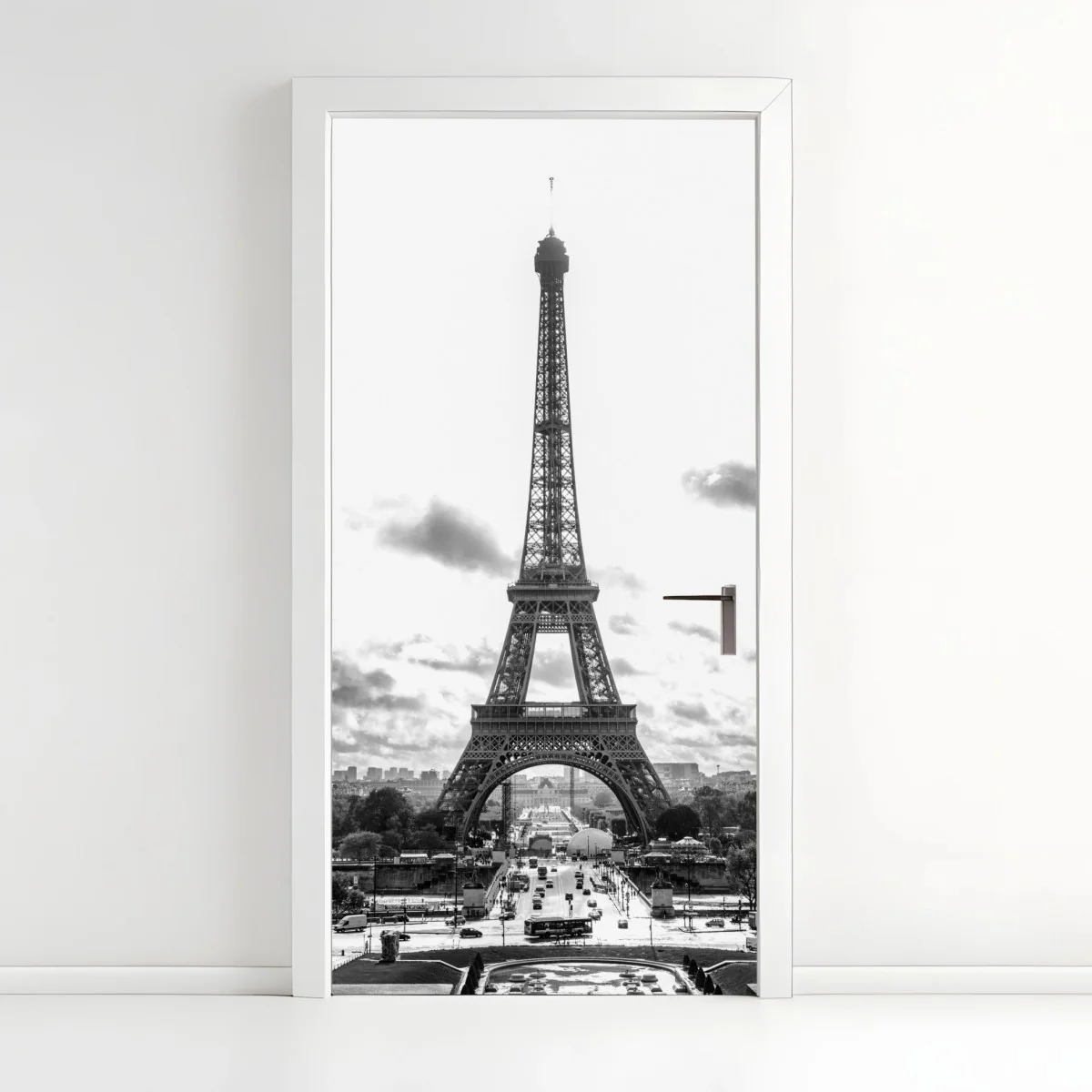 Door sticker Paris Eiffel Tower in monochrome • Wallissimo® Door sticker Paris Eiffel Tower in monochrome • Wallissimo®