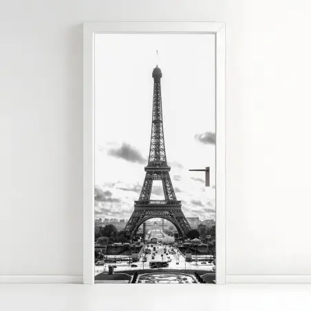 Door sticker Paris Eiffel Tower in monochrome • Wallissimo®