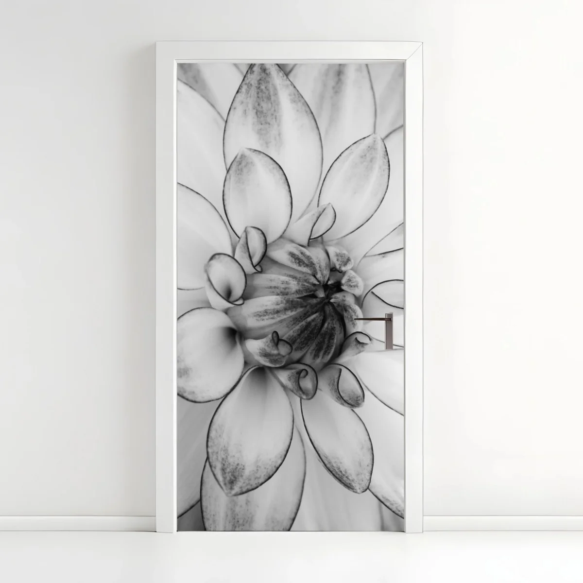Door sticker monochrome dahlia close-up ⁕ Wallissimo® Door sticker monochrome dahlia close-up ⁕ Wallissimo®