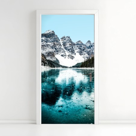 Door sticker icy turquoise lake reflection • Wallissimo®