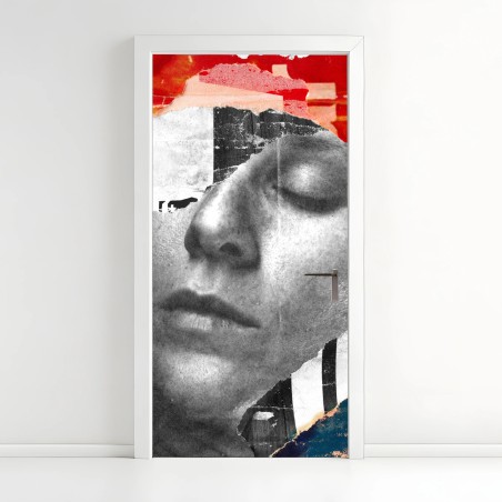 Door sticker torn portrait collage • Wallissimo®