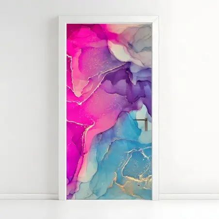 Door sticker vibrant marble alcohol ink composition • Wallissimo®