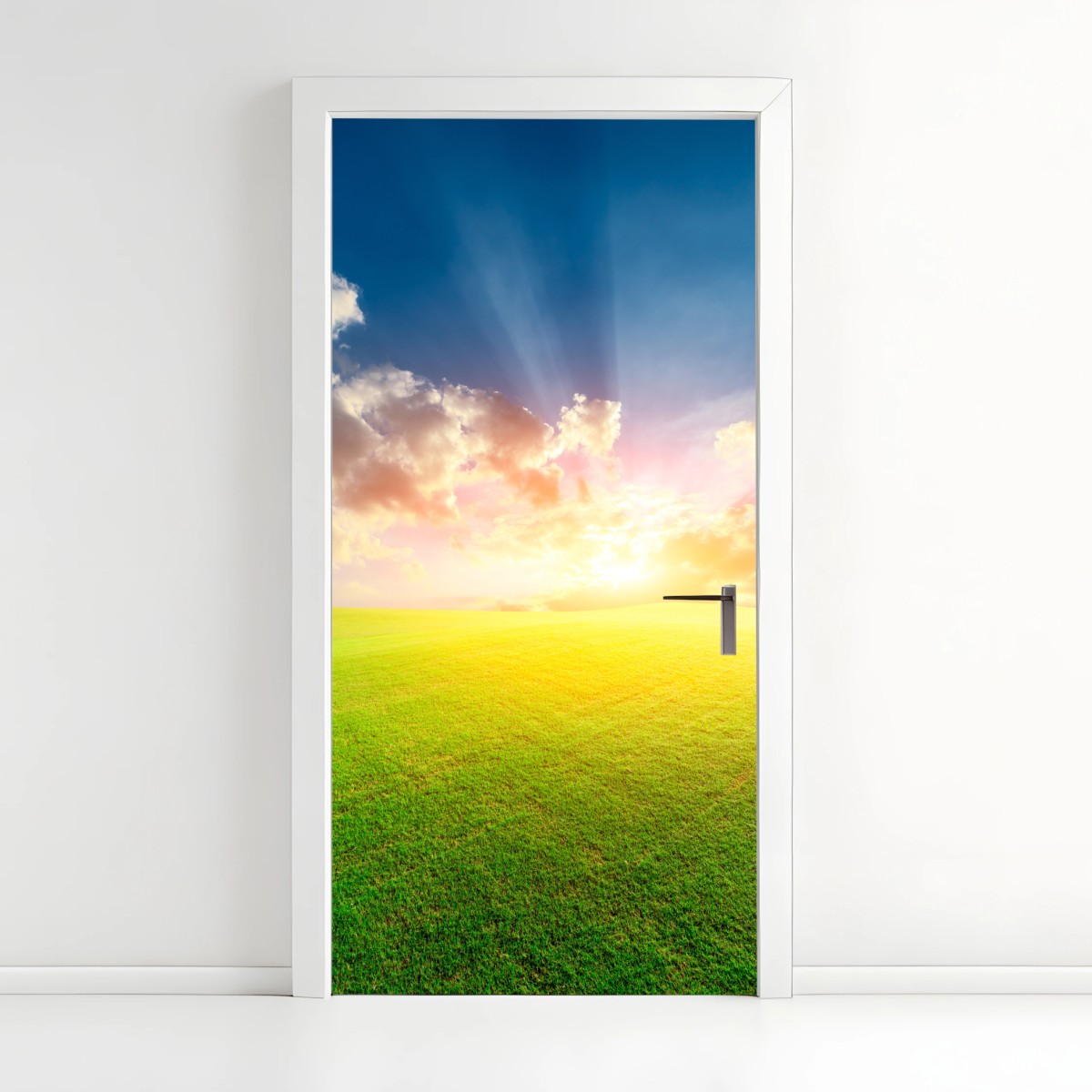Door sticker sunlit meadow at sunset • Wallissimo® Door sticker sunlit meadow at sunset • Wallissimo®