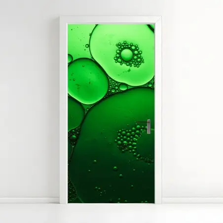 Door sticker green bubbles abstract composition • Wallissimo®
