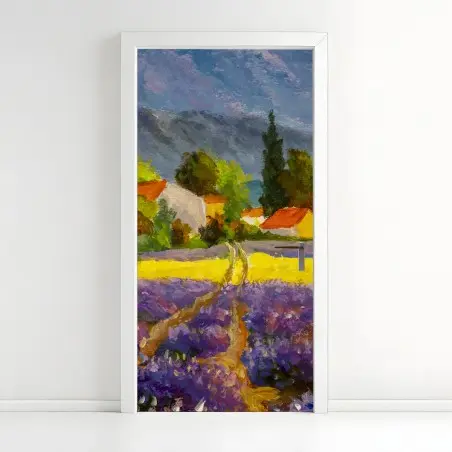 Door sticker lavender fields at sunset • Wallissimo®