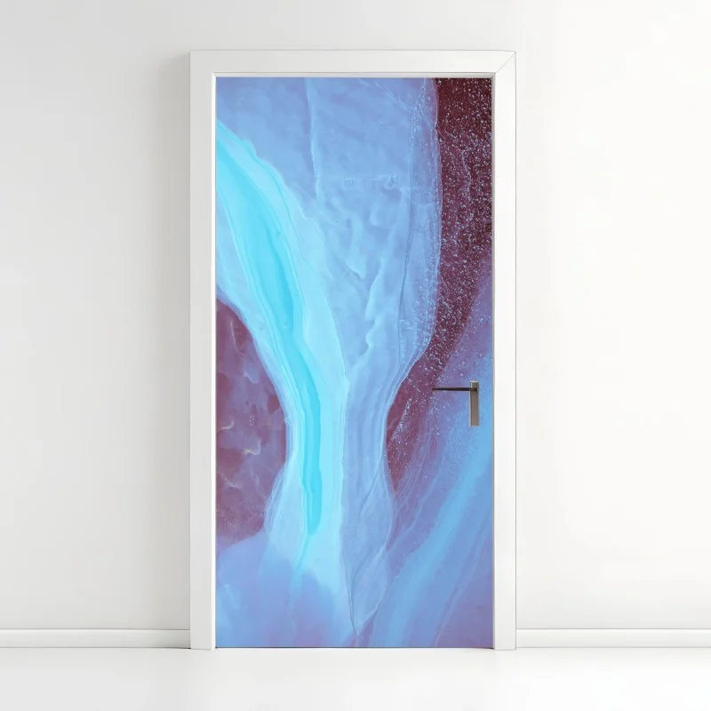 Door sticker ethereal turquoise and pink marble abstract