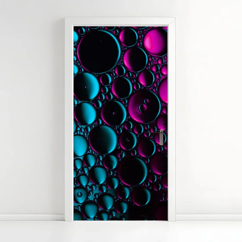 Door sticker misty mountain reflection at sunrise • Wallissimo®