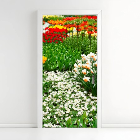 Door sticker vibrant spring flower garden • Wallissimo®