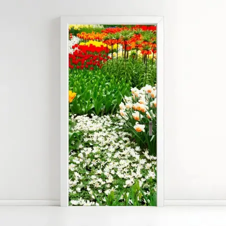 Door sticker vibrant spring flower garden • Wallissimo®