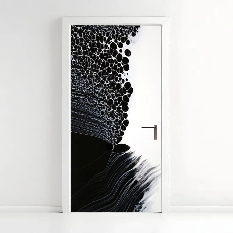 Door sticker monochrome cellular flow