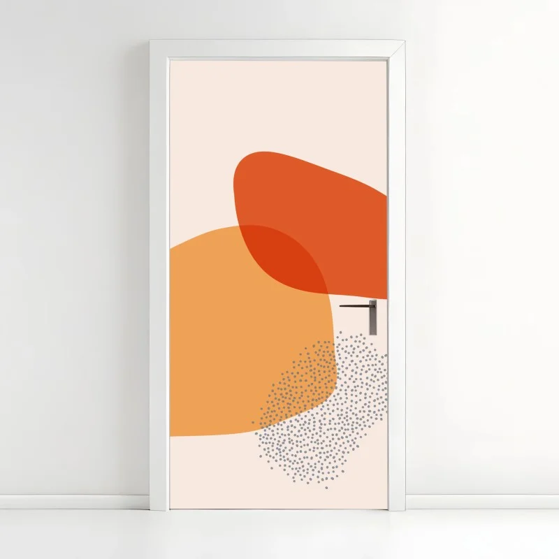 Door sticker warm abstract shapes composition