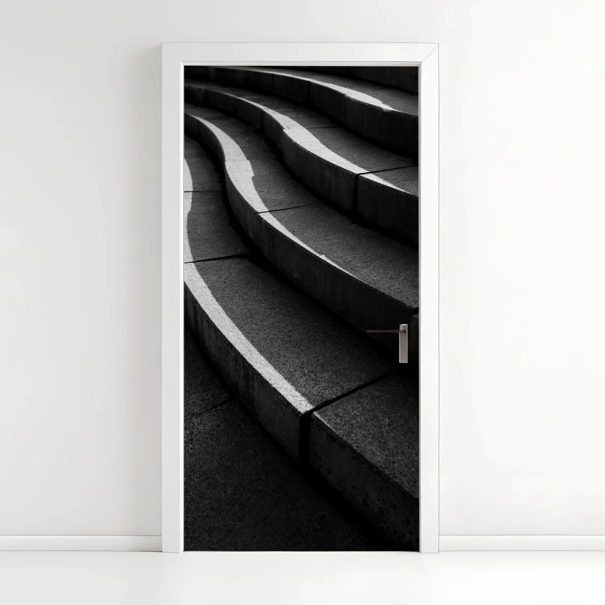Door sticker curved concrete staircase in shadow ⁕ Wallissimo® Door sticker curved concrete staircase in shadow ⁕ Wallissimo®
